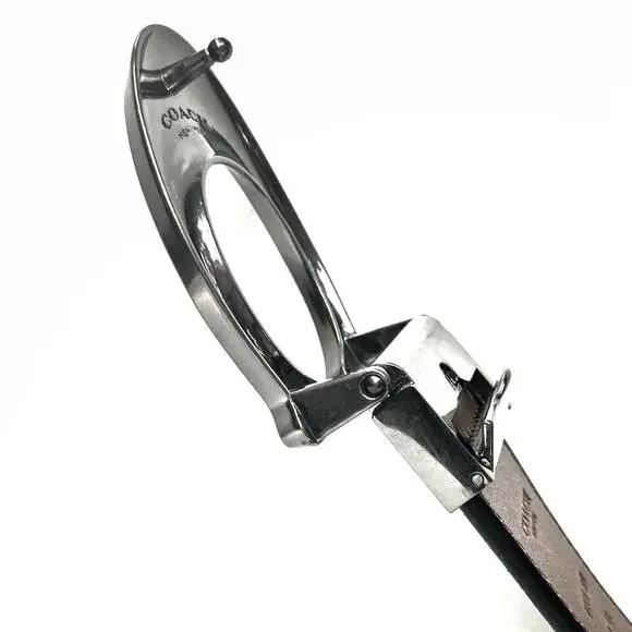 Coach Reversible Black & Brown Leather Belt w/ Large Gunmetal Sculpted C Buckle - Picture 10 of 12